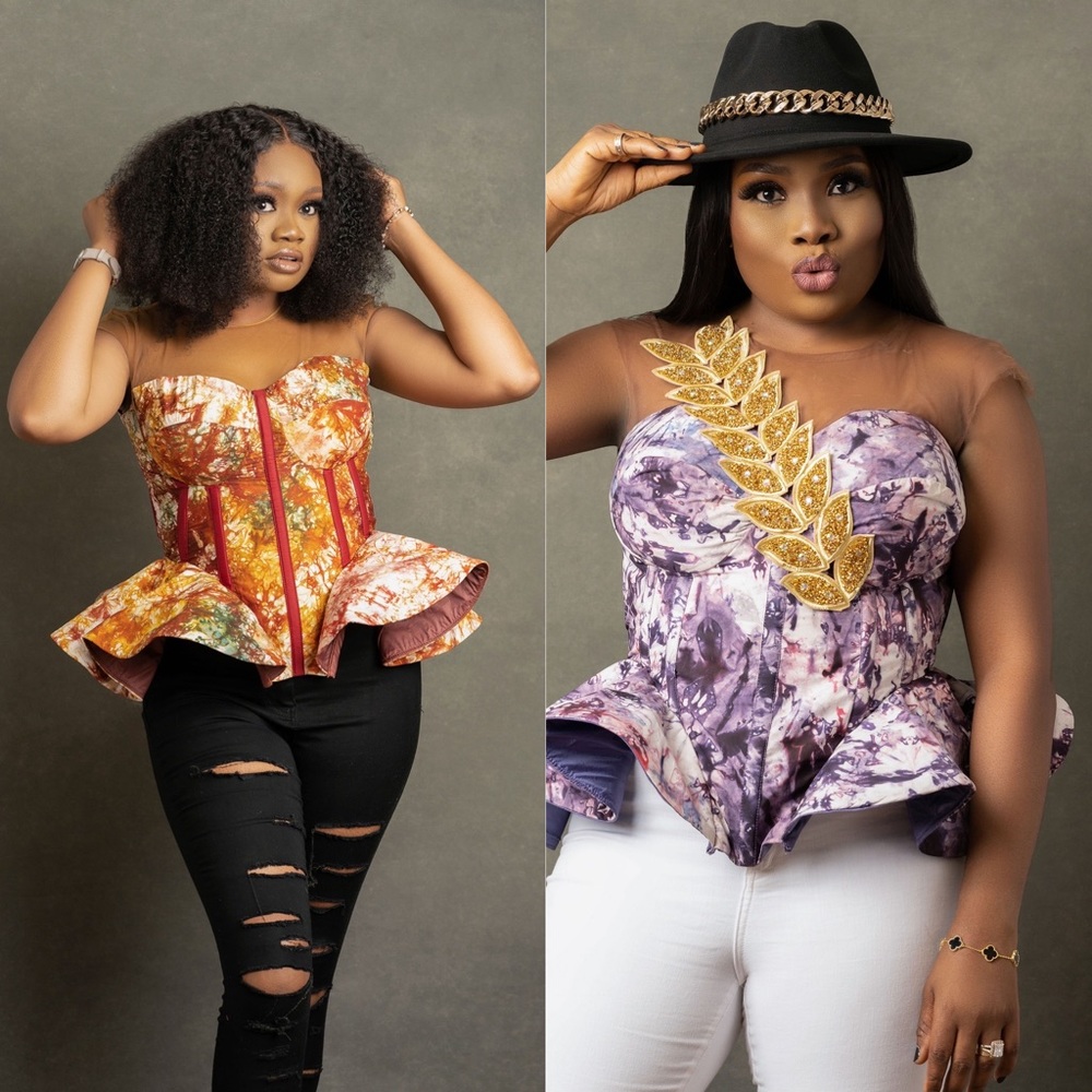 Corset peplum tie dye top